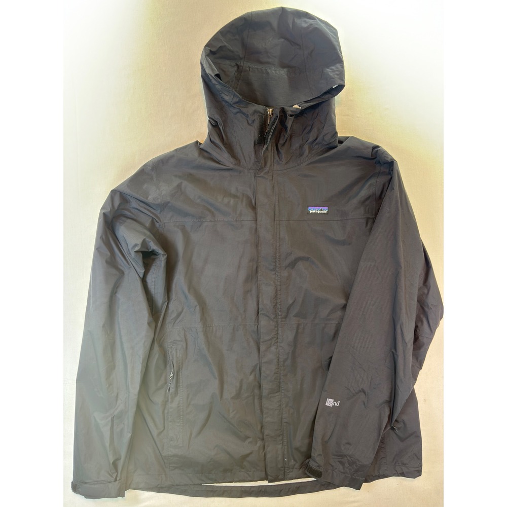 Patagonia H2No Torrentshell Rain Jacket Mens XL Black Ripstop Hooded Shell blk